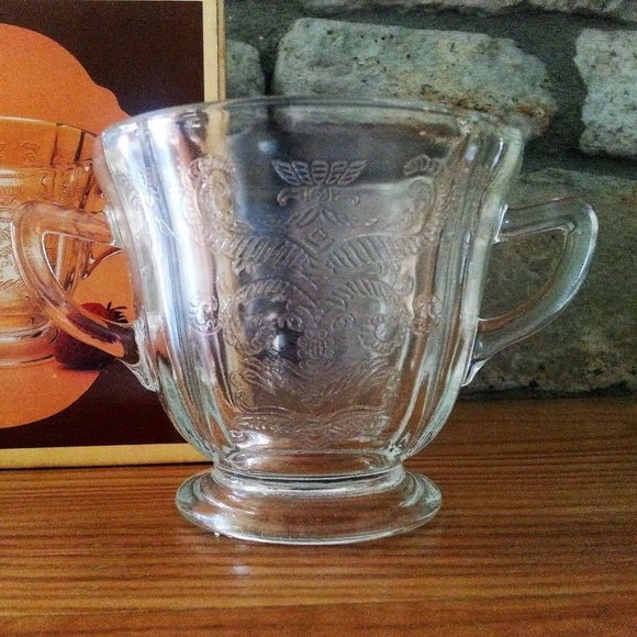 Vtg Depression Sugar Set Madrid Cream Crystal Glass Vintage Recollection Indiana - Picture 3 of 3